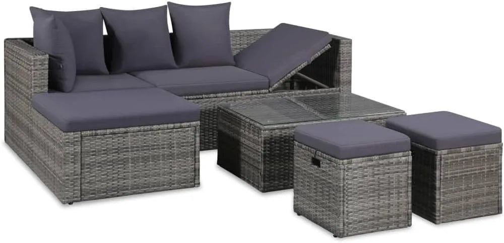 Set di mobili da giardino e salotto outdoor — con cuscini, 4 pièces, grigio