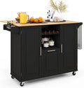 COSTWAY Carrello da Cucina – con ruote, 130 × 74 × 90 cm, nero, con cassetti