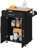 Yaheetech Carrello da Cucina con Ruote Credenza e mobile contenitore Salvaspazio per Microonde – 2 Ante, 60 × 40 × 88, 5 cm, nero, con cassetti