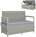 Outsunny Panca e seduta da interno: Contenitore, in legno, con contenitore, con braccioli, in polyrattan, 2 Posti, 170L