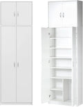 Armadietto alto multiuso – 4 ante, 235 × 74 × 35 cm, bianco