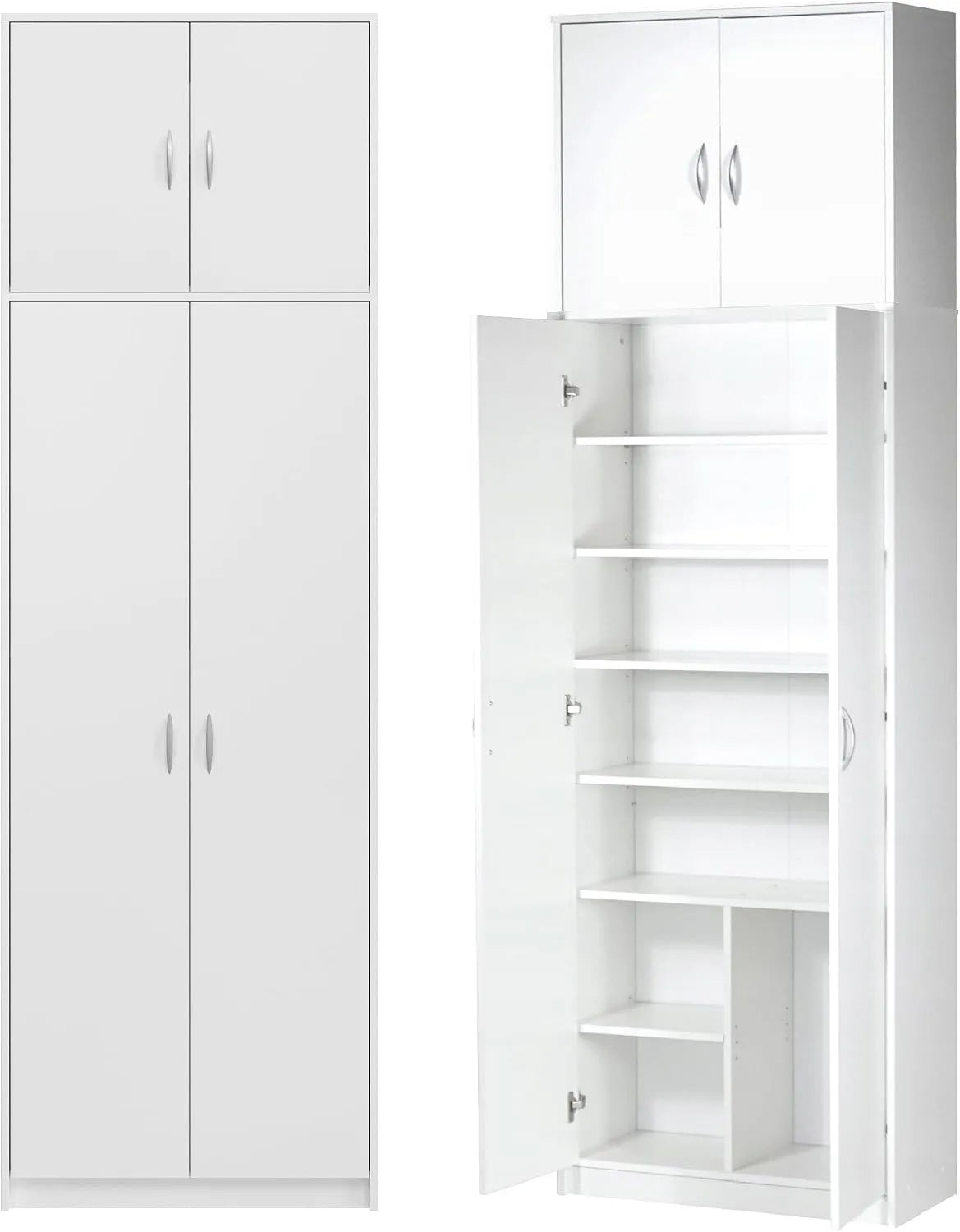 Armadietto alto multiuso – 4 ante, 235 × 74 × 35 cm, bianco