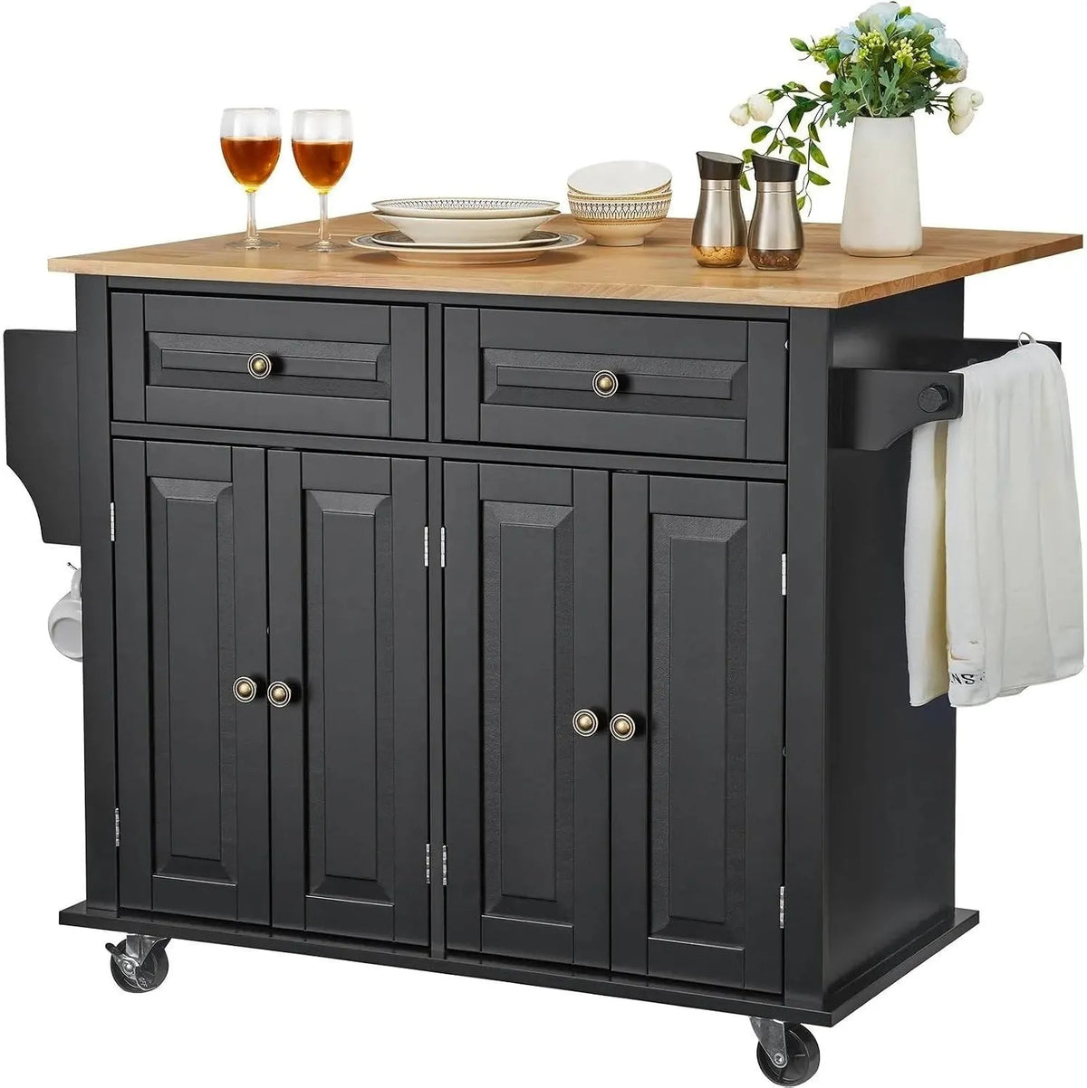 Rolling Kitchen Island Cart on Wheels – con ripiani, con cassetti