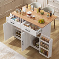 isola cucina con piano ribaltabile – con cassetti, con ruote, 2 cassetti, 129×71×91, 5cm, bianco