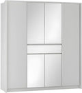 Armadio – ZADIA, 6 ante, 200 cm, bianco, con cassetti