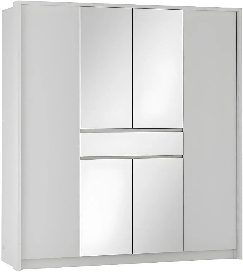 Armadio – ZADIA, 6 ante, 200 cm, bianco, con cassetti