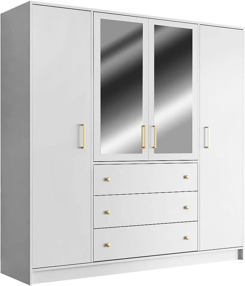Armadio – LIZANDRO, con cassetti, 4 ante, 3 cassetti, bianco