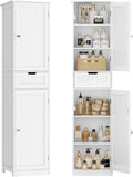 Mobile da bagno e armadietto contenitore Salvaspazio Stretto e Alto con Cassetto — 2 Ante, 40 × 30 × 170 cm, bianco
