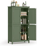 VASAGLE UBBC552C01 Armadietto da pavimento per bagno — da terra, con ripiani, 4 ante, 30 × 60 × 100 cm, verde