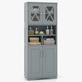 Armadio – in legno, con ripiani, 4 Ante, 60 × 30 × 145 cm, grigio