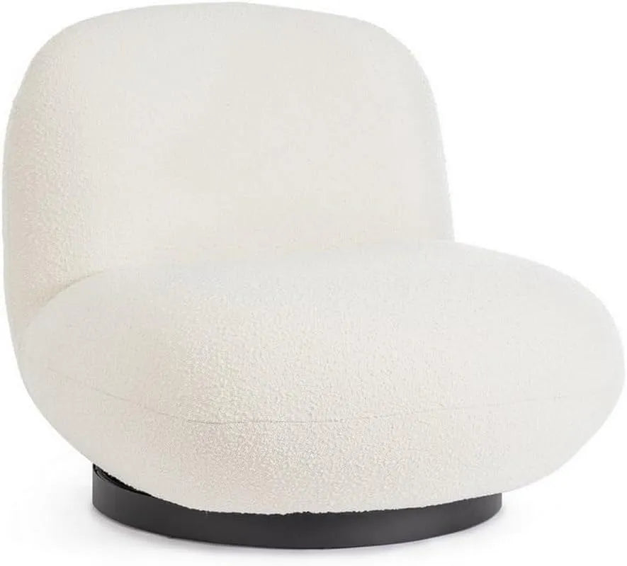 .DESIGN Poltrona e sedia imbottita girevole MARGOT in tessuto effetto bouclé bianco: rivestimento in tessuto, rivestimento bouclé
