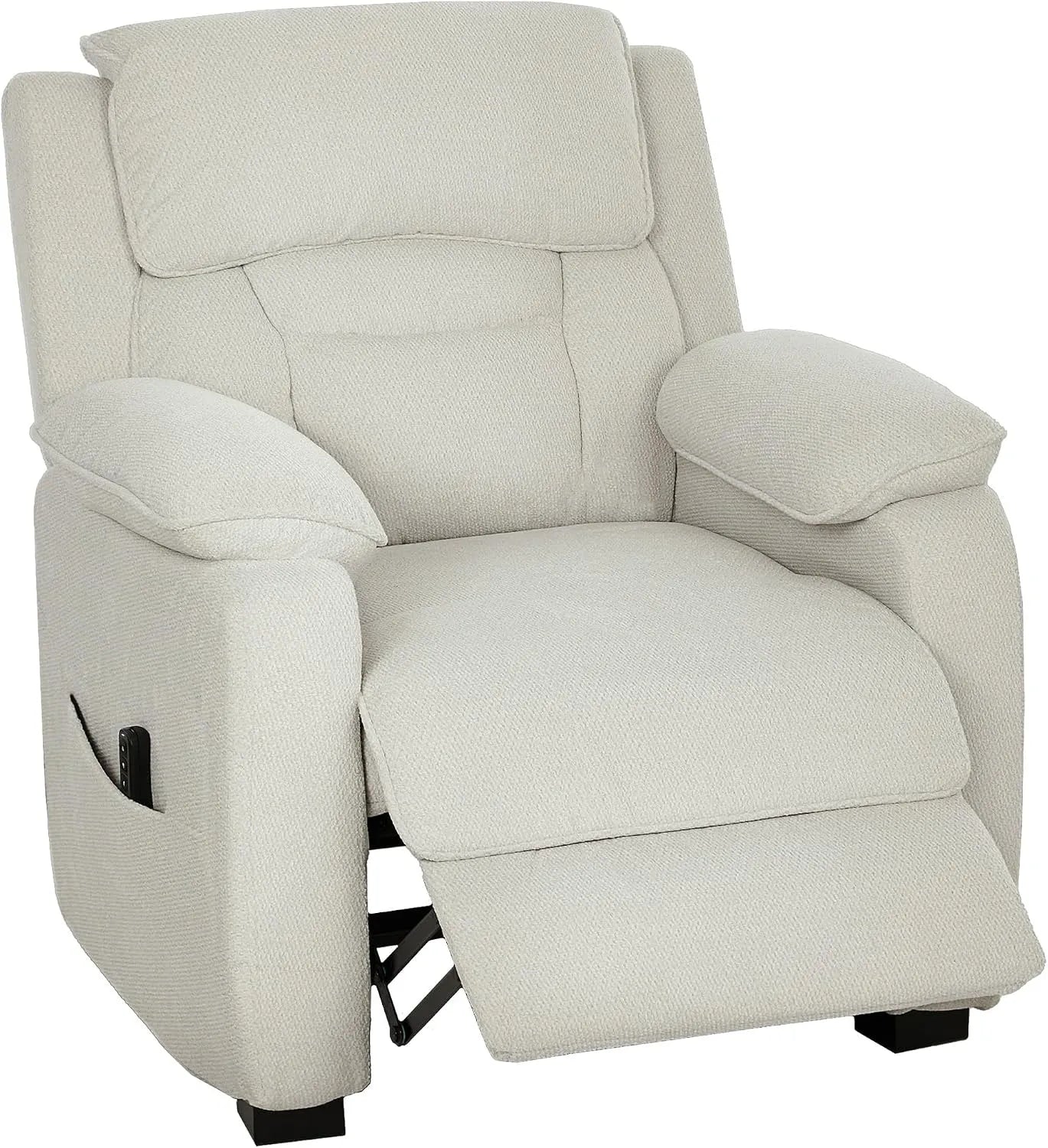 HOMCOM Poltrona relax e poltrona reclinabile — reclinabile, con porta USB, con telecomando, funzionamento silenzioso, beige, rivestimento in velluto