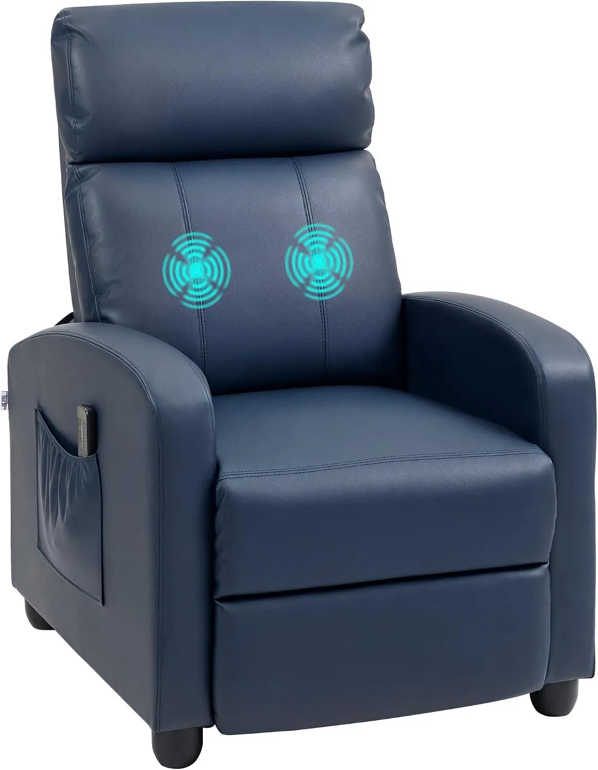 HOMCOM PU 68 Poltrona relax e poltrona reclinabile: reclinabile, con telecomando, con timer, 5 livelli, 68 × 88 × 98 cm, 8 programmi, blu