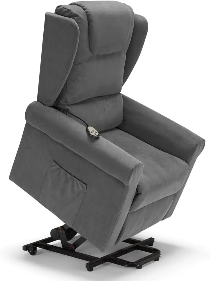 Poltrona relax e poltrona reclinabile: con ruote, grigio, rivestimento in pelle
