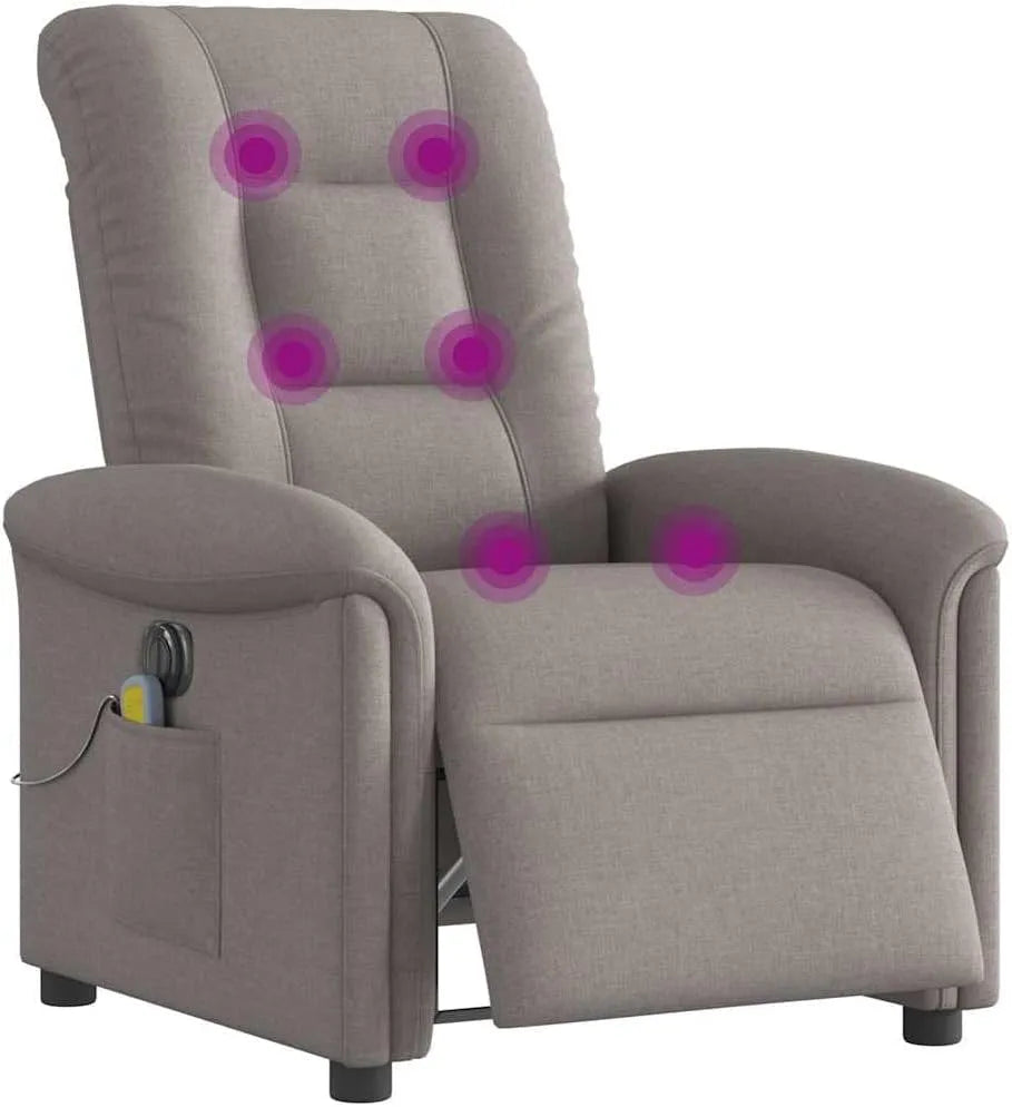Poltrona massaggiante e poltrona relax Reclinabile Elettrica Tortora in Tessuto — rivestimento in tessuto