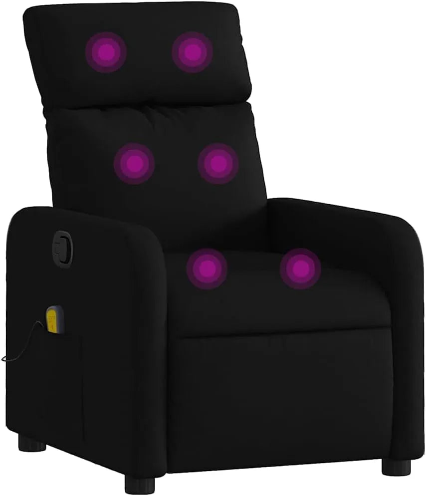 Poltrona massaggiante e poltrona relax Reclinabile Nera in Tessuto — rivestimento in tessuto, nero