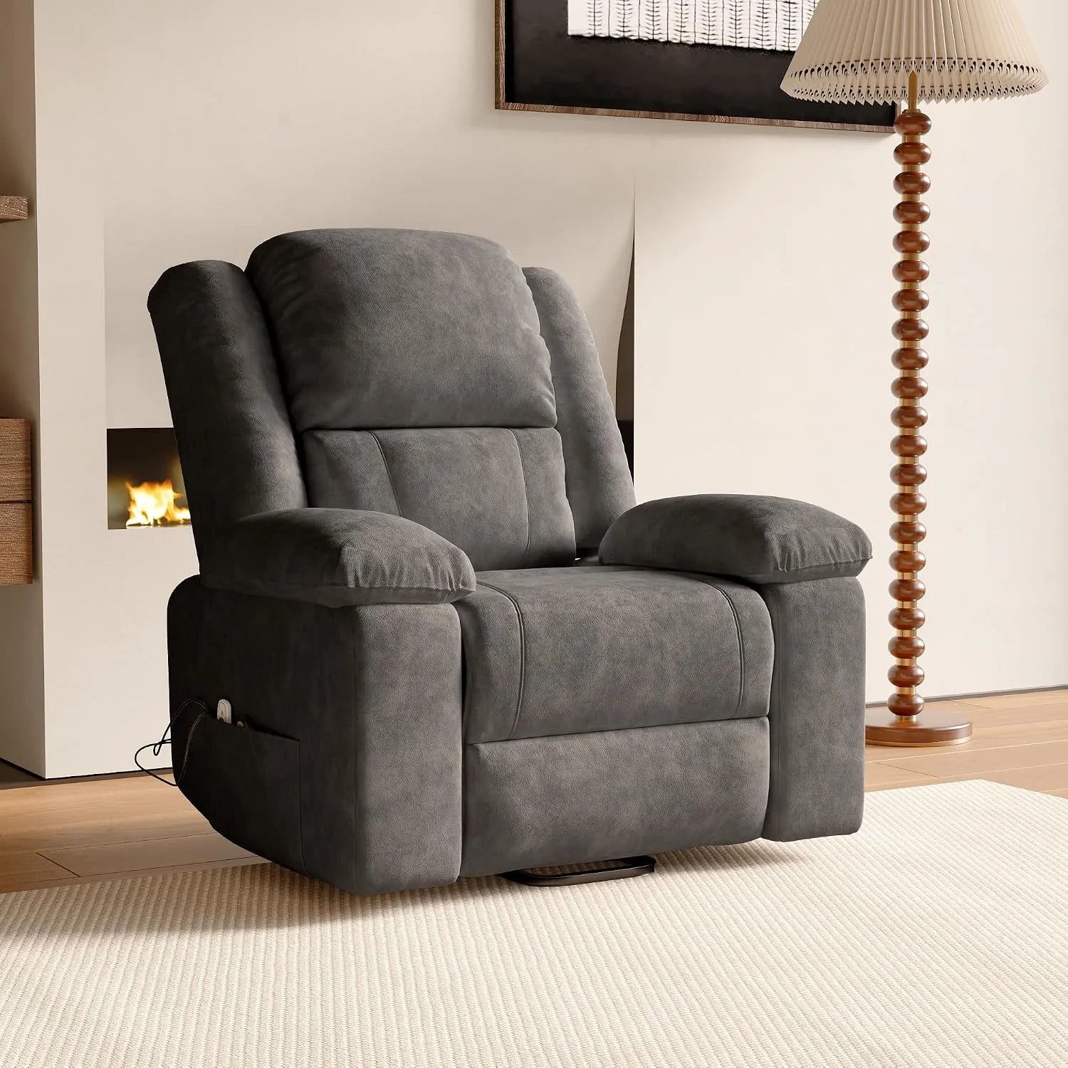 Poltrona relax e poltrona reclinabile – funzione riscaldante, reclinabile, con riscaldamento, grigio, con funzione massaggio