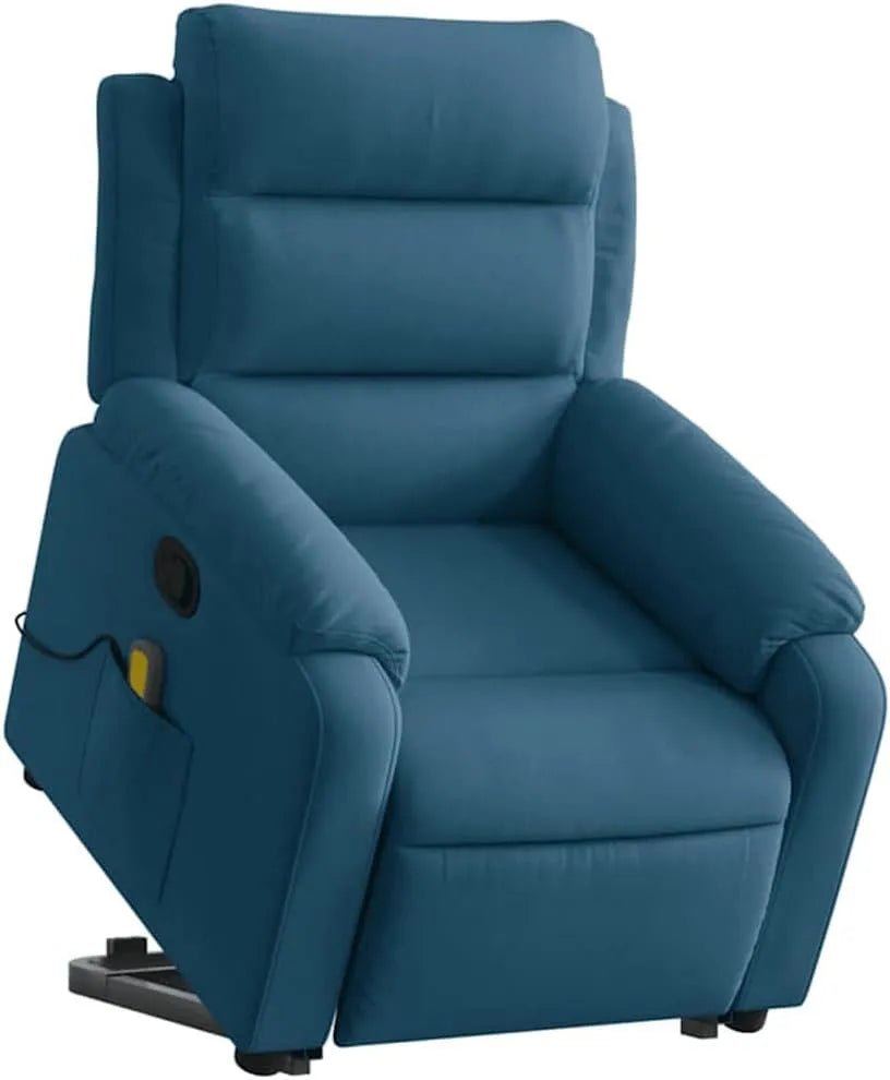 Poltrona massaggiante e poltrona relax Alzapersona Massaggiante Reclinabile Blu in Velluto