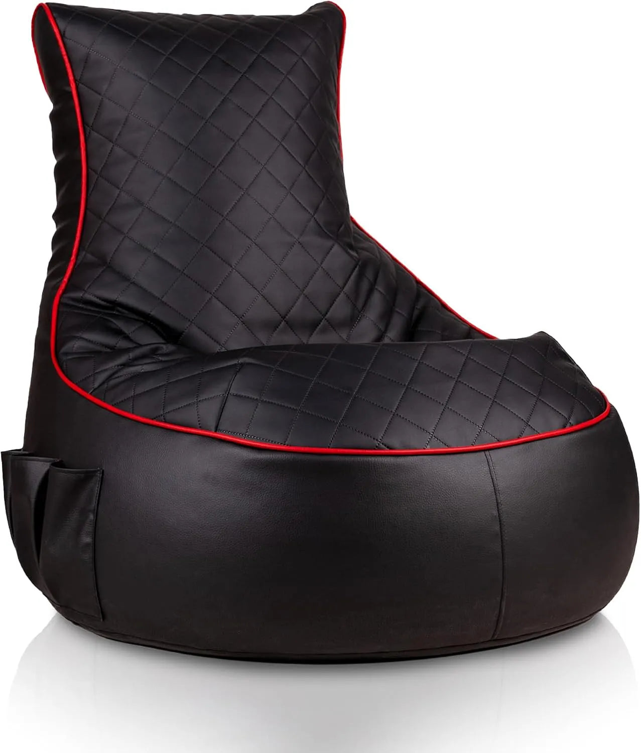 Bepouf Poltrona e sedia imbottita Sacco Puf Pouf Con Schienale Alto Ecopelle Pieno: per gaming, nero