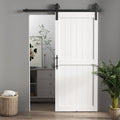 HOMCOM Porta Scorrevole Interna Muro 91.5x213.4cm — MDF, in legno, in acciaio, con ruote, 91.5 × 213.4cm