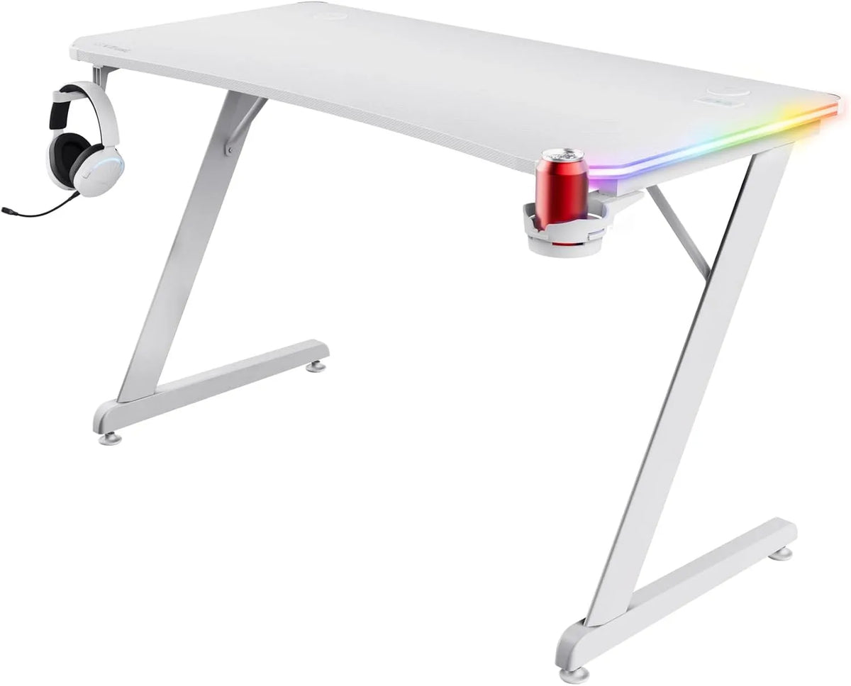 Scrivania e tavolo per computer: GXT, con scrivania, con porta USB, per gaming, illuminazione RGB, 120 × 60, 709W