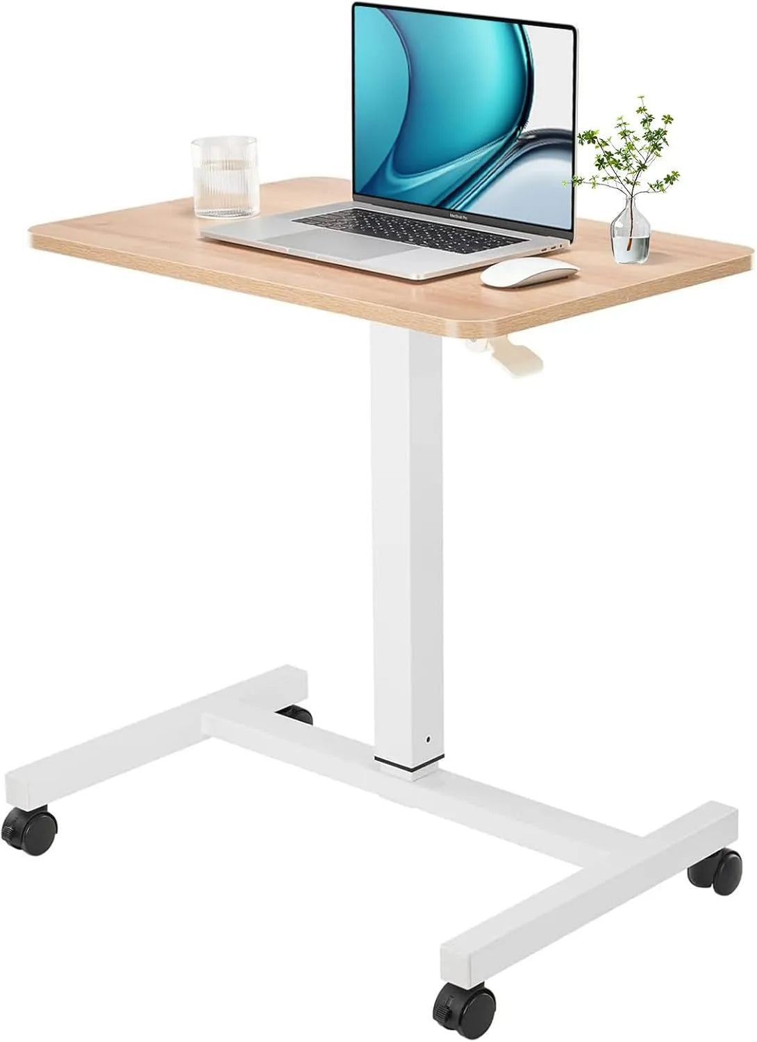 Scrivania e tavolo per computer — Fidel, regolabile, con ruote, uso domestico, 60 × 40 cm, beige