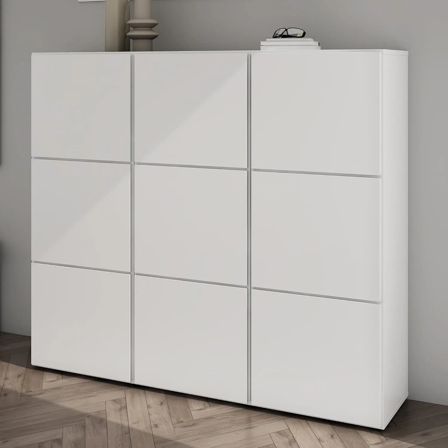 Scarpiera e mobile portascarpe: 9 Ante, 135 × 36 × 120cm, bianco