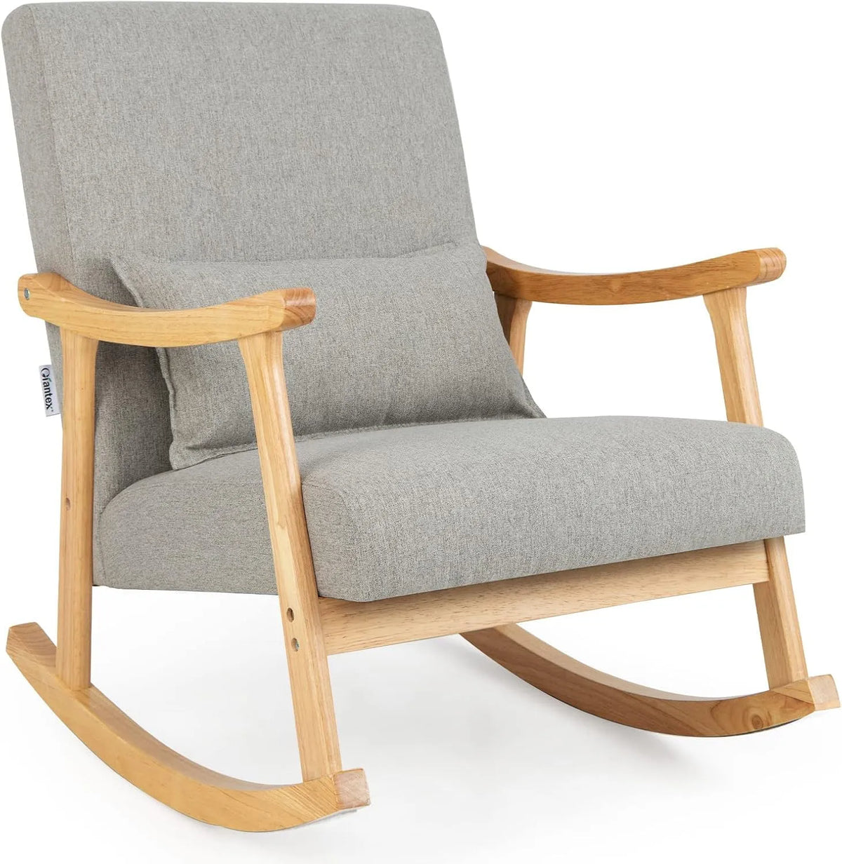 COSTWAY Sedia a dondolo – in legno, con schienale, grigio
