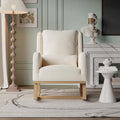 Sedia a dondolo: in legno, con cuscini, beige, rivestimento in tessuto