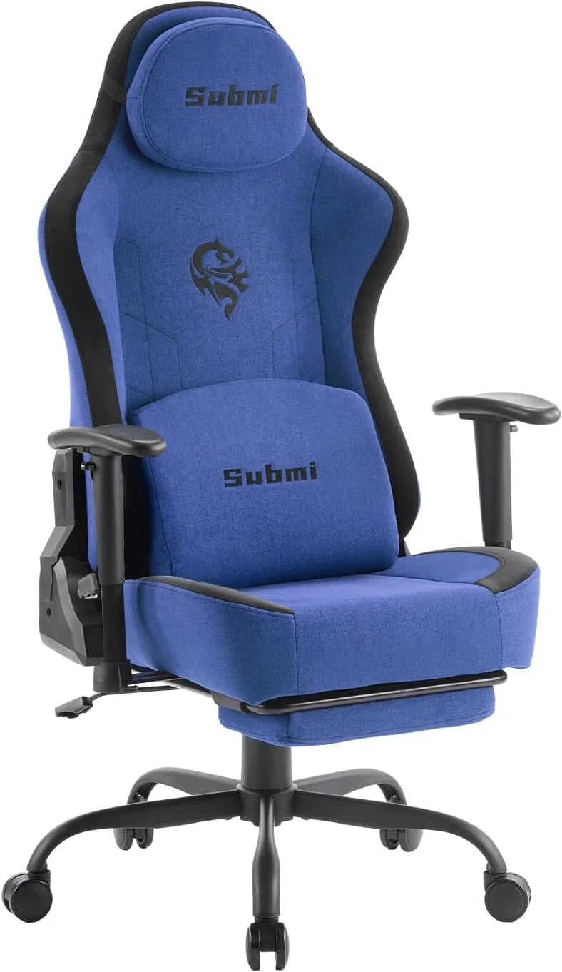 Sedia: rivestimento in tessuto, per gaming, regolabile, blu