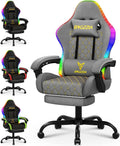 Sedia — RGB, per gaming, illuminazione RGB, regolabile, display LED, 150 kg, grigio