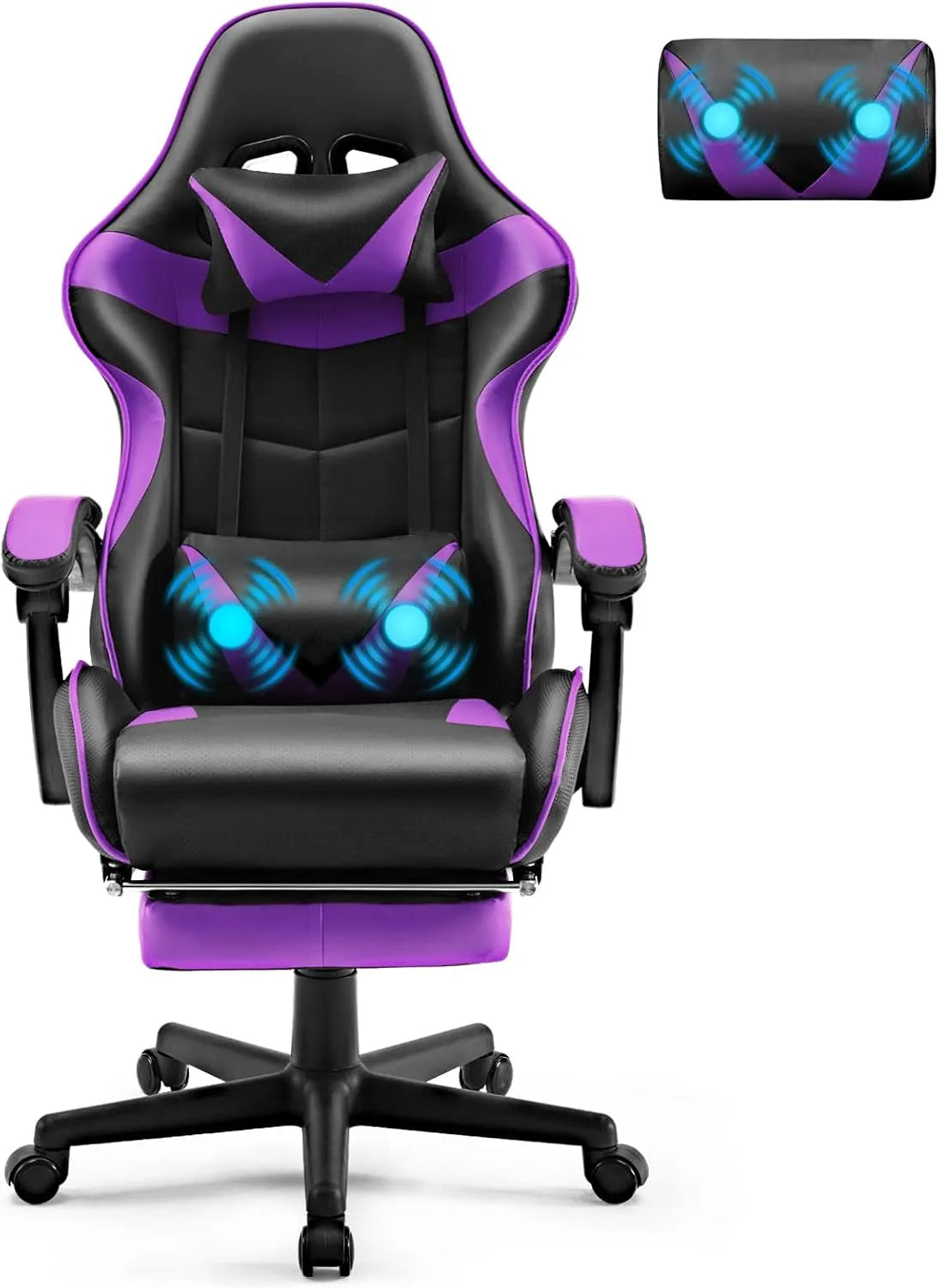 Sedia — per gaming, viola, con funzione massaggio