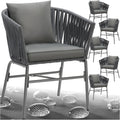 tectake ® Set di 6 Sedie: in acciaio, con cuscini, 60 × 61 × 77 cm, rivestimento in pelle