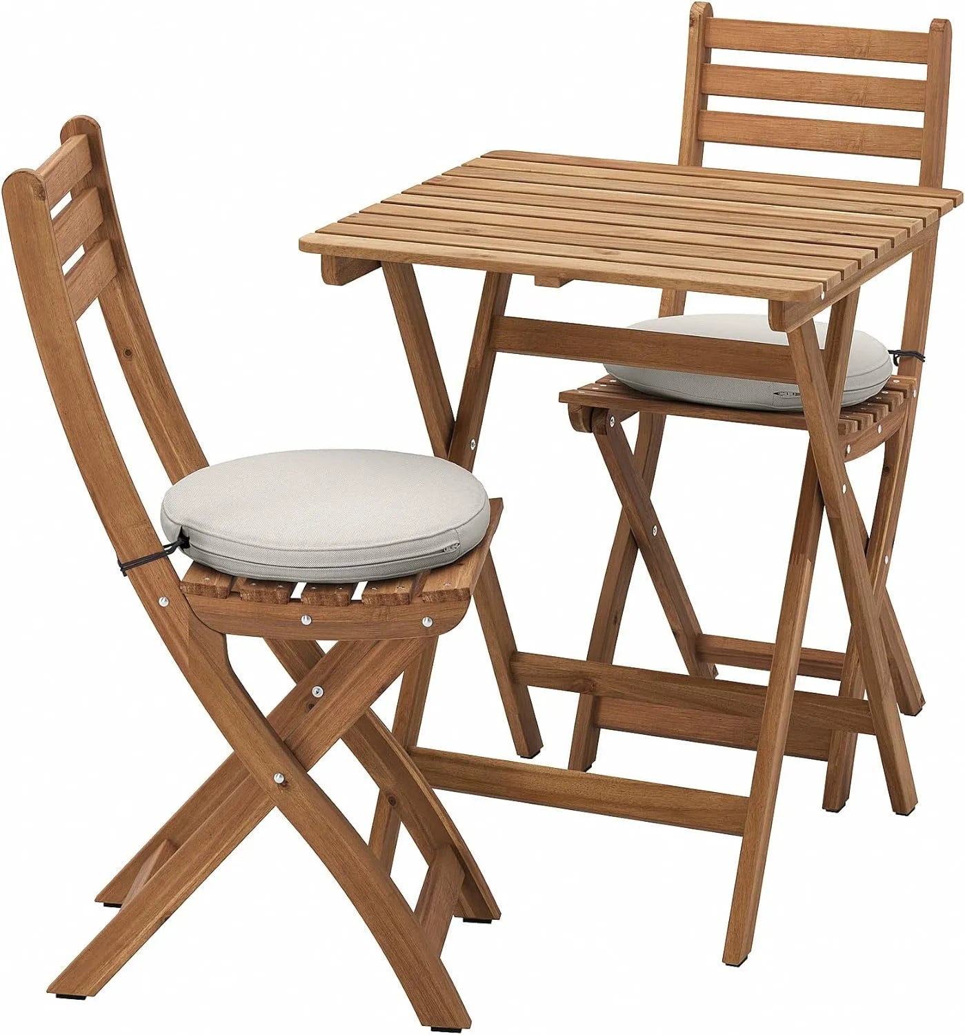 ProTuning ASKHOLMEN Table+2 sedie pieghevoli — 60 × 62 cm, beige