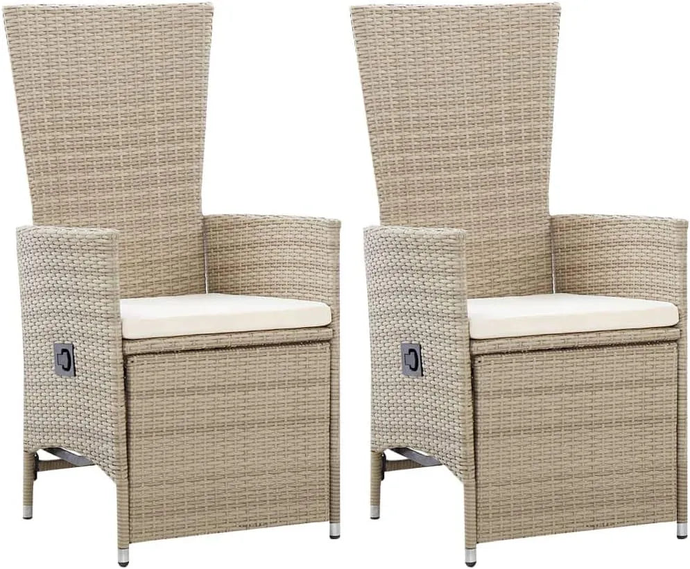 tuinstoelen: reclinabile, in polyrattan, 2 pièces, beige
