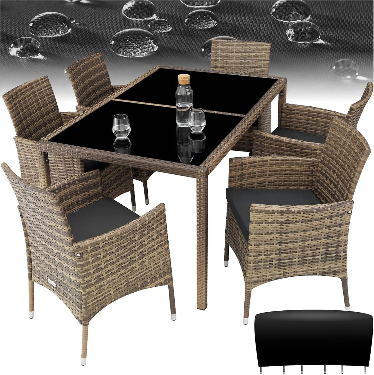 tectake ® Set da Giardino in polyrattan — grigio