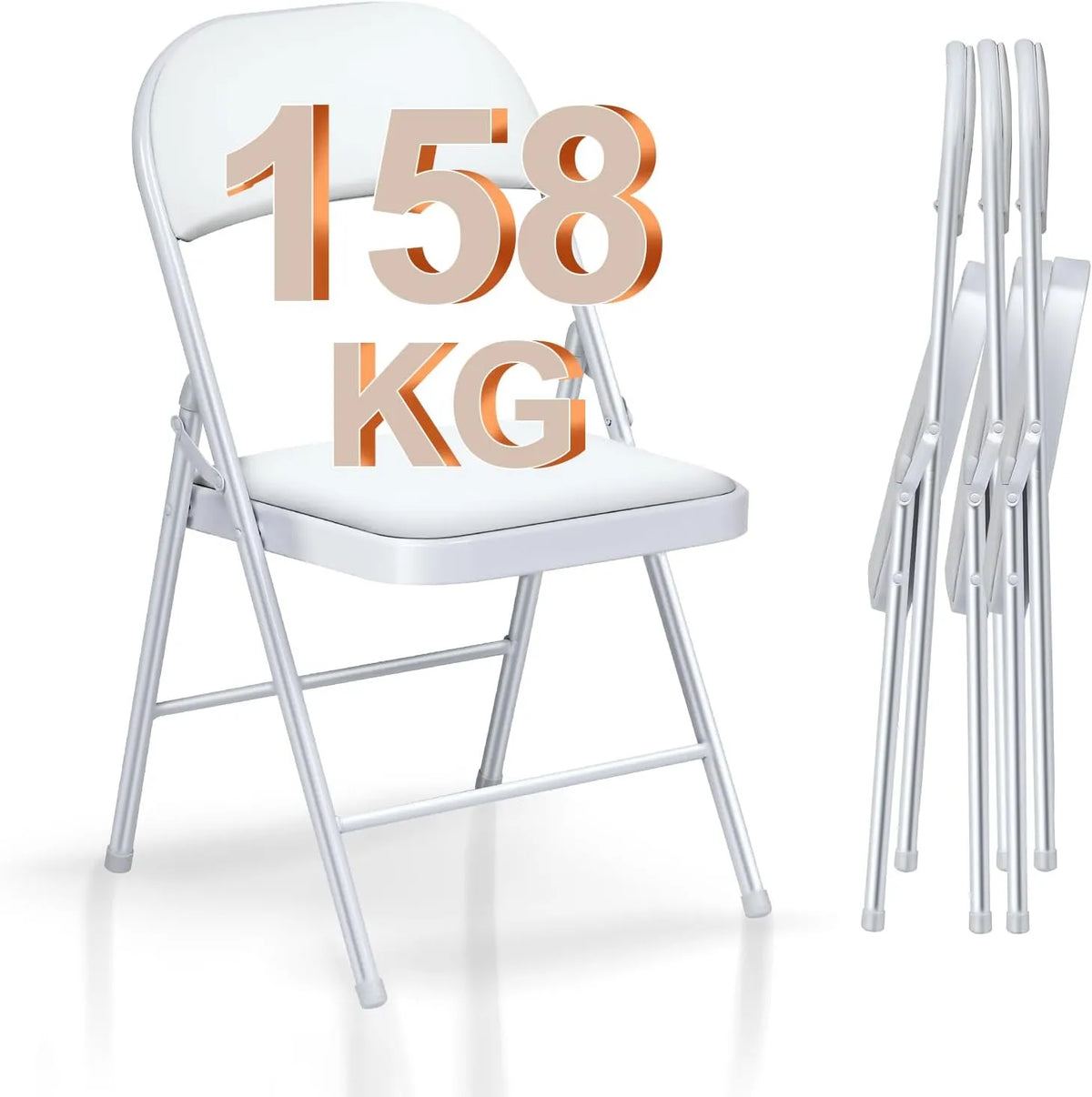 Sedie da giardino — in alluminio, 158 kg, bianco, rivestimento in pelle