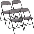 HOME MOBILIARIO & DECORACIÓN Set di 4 sedie 44x52x73cm Pieghevoli — 44 × 52 × 73cm, grigio, rivestimento in velluto