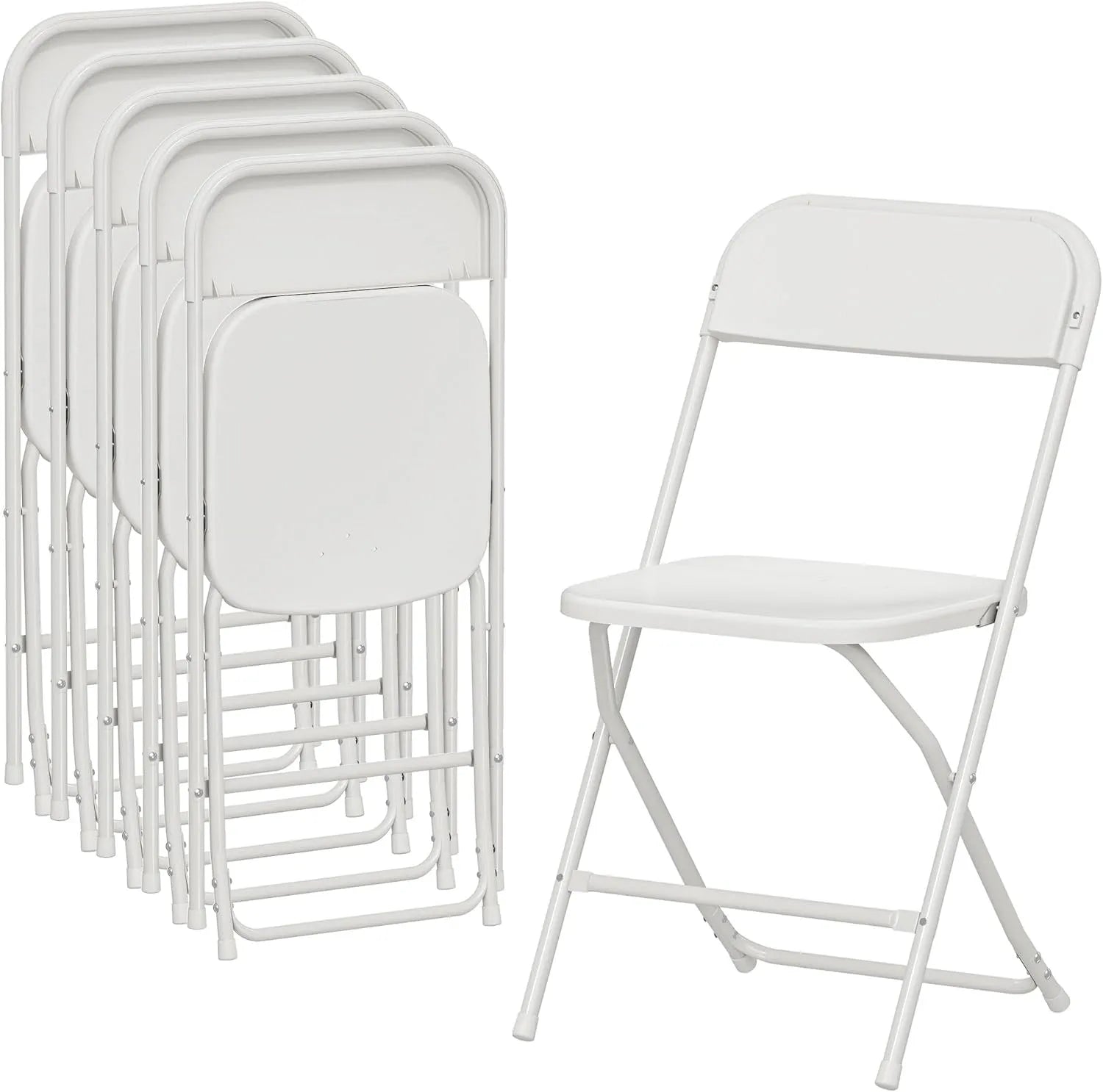 HOMCOM Sedia – in acciaio, pieghevole, uso domestico, 45 × 49 × 79.5 cm, bianco