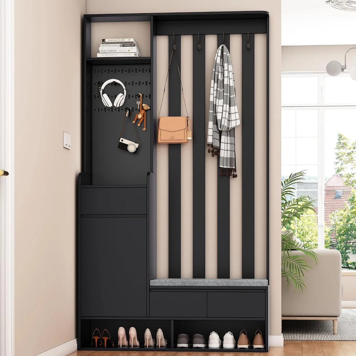 Panca e seduta da interno – formato compatto, 100 × 35 × 180 cm, nero