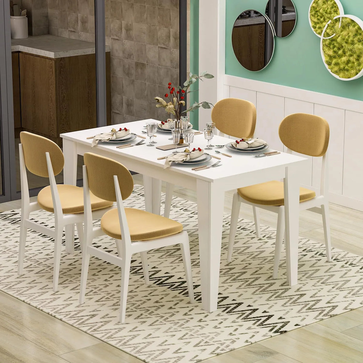 Tavolo da pranzo e tavolo per sala da pranzo: SHIMAL, 120 × 72 × 73, 8 cm, bianco