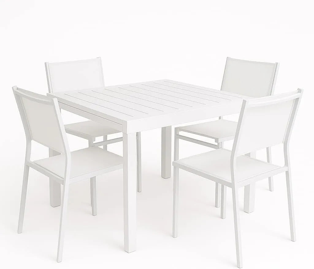 Totò Piccinni Tavolo VULCANO Allungabile in alluminio quadrato 90/180x90x75h ideale: bianco