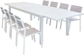Set Tavolo Giardino Rettangolare Allungabile 200/300x100 con 8 Sedie in: in alluminio, 300 × 100, bianco