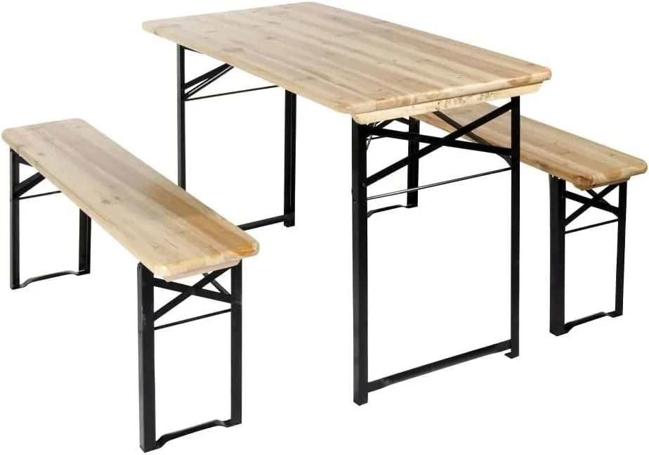 Set Birreria 120×60 cm in Legno di Abete con 2