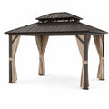 Gazebo in Alluminio con Tetto in Metallo e Tende in Poliestere 300x400 cm