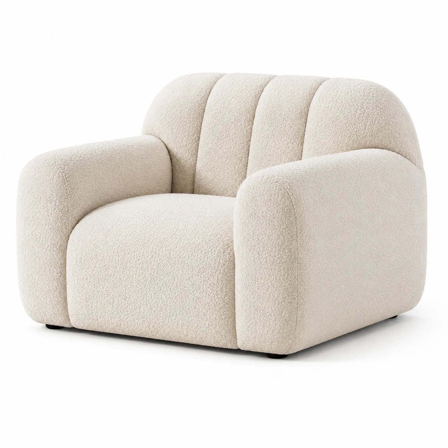 Poltrona in tessuto bouclé con braccioli Beige