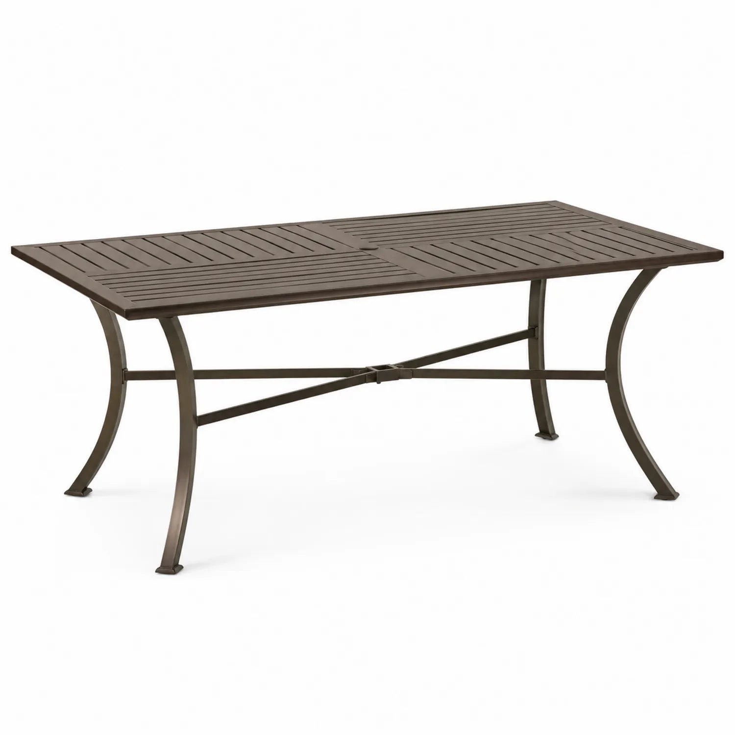 Tavolo da esterno in acciaio e legno composito marrone 180x90x74 cm