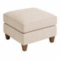 Poggiapiedi quadrato in tessuto beige con gambe in legno massello