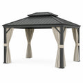 Gazebo in alluminio con tetto in acciaio e tende in poliestere 300x400 cm Grigio/Beige