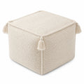 Pouf Quadrato in Poliestere Crema con Napponi